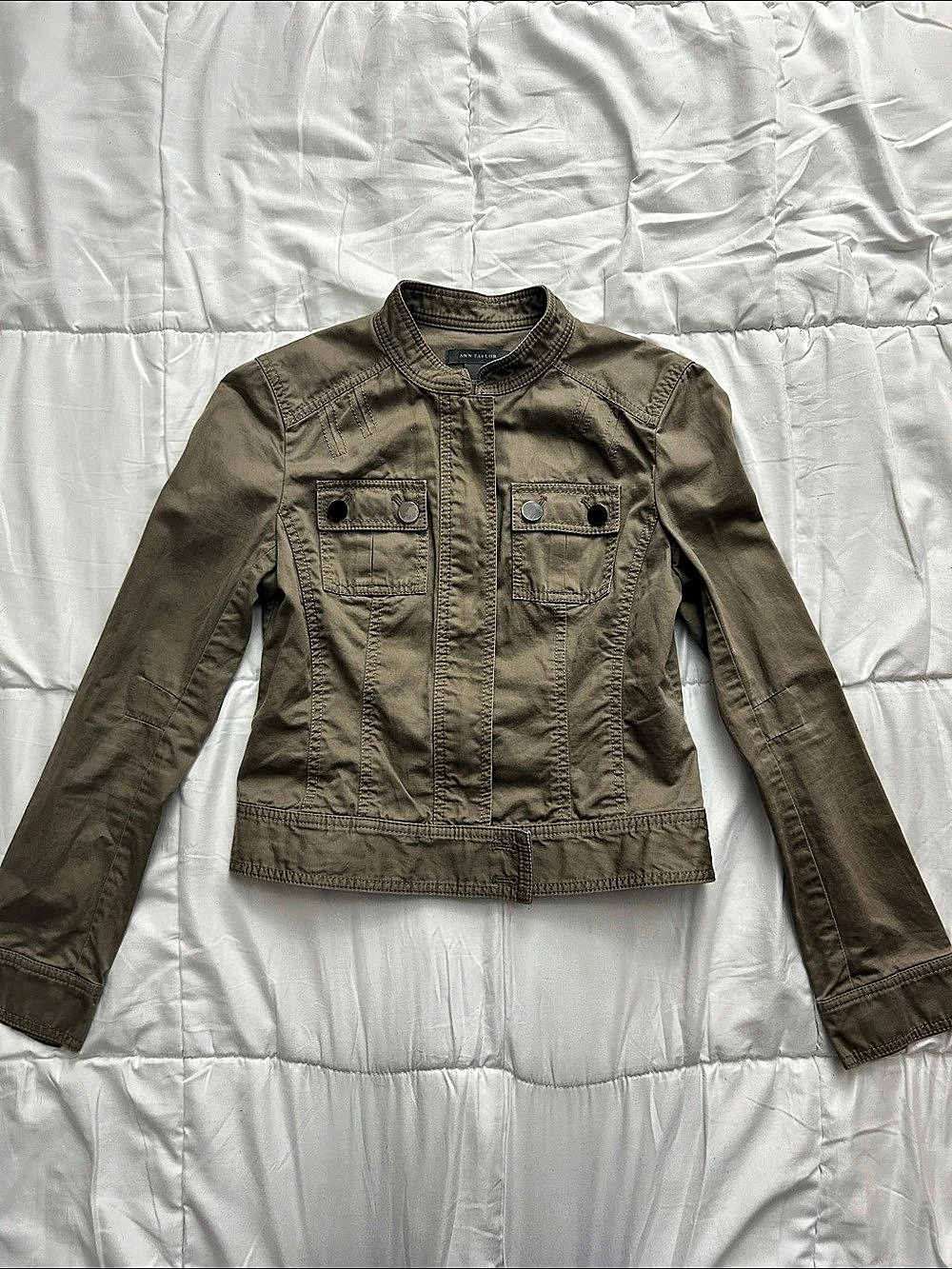Ann Taylor Utility Jacket in Green Size 0